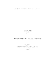 Un cours d Optimisation pour les grands systèmes (par G. Cohen)