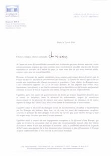 Lettre de Bruno Leroux aux députés PS