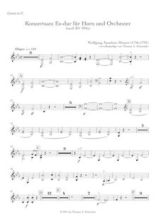 Partition cornes 1/2, cor Concerto, Konzertsatz, E major, Mozart, Wolfgang Amadeus