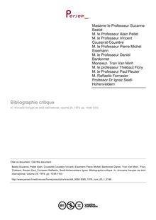 Bibliographie critique  ; n°1 ; vol.25, pg 1038-1103