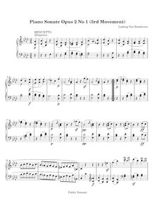Partition , Menuetto: Allegretto, Piano Sonata No.1, F minor, Beethoven, Ludwig van