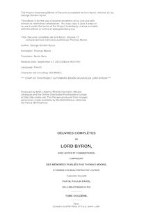 Oeuvres complètes de lord Byron, Volume 12 par Baron George Gordon Byron Byron