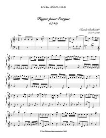 Partition complète, Fugue en D minor, Fugue pour orgue, D minor
