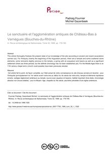 Le sanctuaire et l agglomération antiques de Château-Bas à Vernègues (Bouches-du-Rhône) - article ; n°1 ; vol.32, pg 179-195