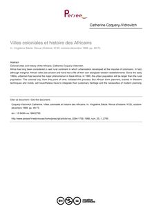 Villes coloniales et histoire des Africains - article ; n°1 ; vol.20, pg 49-73