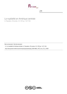 La nuptialité en Amérique centrale - article ; n°6 ; vol.27, pg 1147-1149