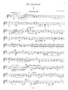 Partition violon 2, corde quatuor No.2, Deuxième quatuor pour deux violons, alto et violoncelle