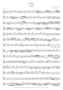 Partition violons I, clavecin Concerto No.6, F major, Bach, Johann Sebastian