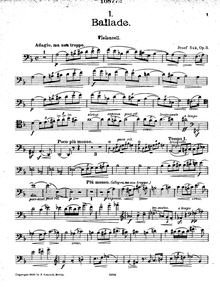 Partition de violoncelle, Ballade et Serenade Op.3 pour violoncelle et Piano