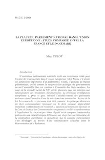 La place du parlement national dans l’Union Européenne : étude comparée entre la France et le Danemark - article ; n°3 ; vol.56, pg 677-683
