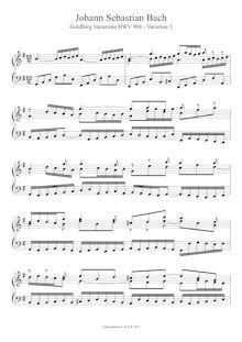 Partition Variation 3, Goldberg-Variationen, Goldberg Variations ; Aria mit 30 Veränderungen ; Clavier-Übung IV
