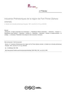 Industries Préhistoriques de la région de Fort-Thiriet (Sahara oriental) - article ; n°8 ; vol.58, pg 605-620