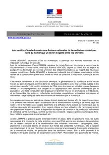 Intervention d’Axelle Lemaire aux Assises nationales de la médiation numérique : faire du numérique un levier d’égalité entre les citoyens