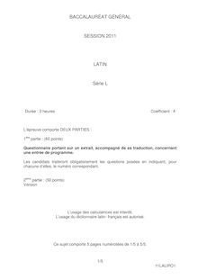 Sujet du bac L 2011: Latin
