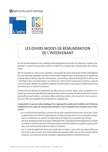 LES DIVERS MODES DE RÉMUNÉRATION DE L'INTERVENANT