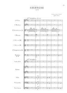 Partition complète, Havanaise, Op.83, Saint-Saëns, Camille