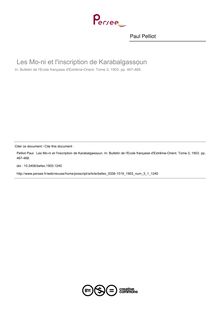 Les Mo-ni et l inscription de Karabalgassọun - article ; n°1 ; vol.3, pg 467-468