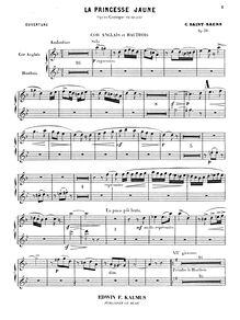 Partition hautbois/anglais cor, La princesse jaune, opéra-comique en un acte de Louis Gallet, Op.30