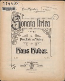 Partition complète et , partie, violon Sonata No.8, Sonata lirica