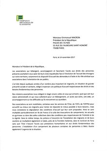 Migrants : lettre à Macron 