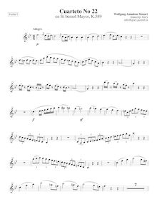 Partition violon I, corde quatuor No.22, Second Prussian Quartet
