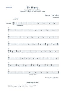 Partition contrebasse, Ein Thema (Version II), 2 Concert Flutes, Clarinet, Keyboard, Contrabass