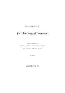 Partition clarinette en B♭ , partie, voix of Spring, Strauss Jr., Johann