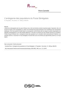 L endogamie des populations du Fouta Sénégalais - article ; n°4 ; vol.15, pg 665-676