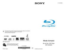 Notice Lecteur Blu-ray Disc Sony  BDP-S5000ES
