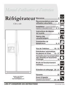 Notice Réfrigérateur Frigidaire  FSC23R5DB0