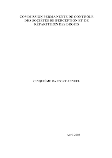 Commission permanente de contrôle des sociétés de perception et de répartition des droits : cinquième rapport annuel