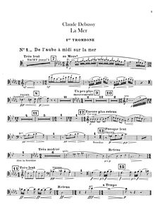 Partition Trombone 1, 2, 3, Tuba, La Mer, trois esquisses symphoniques