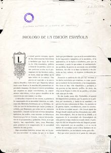 Prologo de la edición española. (Historia ilustrada de la guerra de Hanotaux)