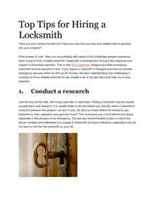 Top Tips for Hiring a Locksmith