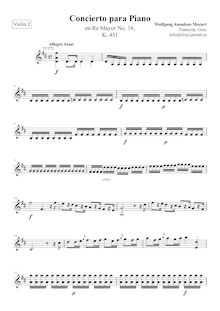 Partition violons 2, Piano Concerto No.16, Piano Concerto No.16