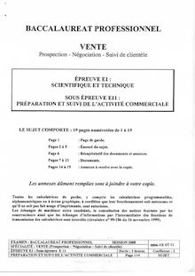 Préparation et suivi de l activité commerciale 2008 Bac Pro - Vente (prospection - négociation - suivi de clientèle)