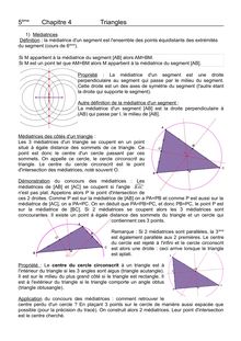 Cours sur les triangles : médiatrices et médianes - 4ème