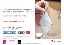 Présidentielle : enquête TNS Sofres-OnePoint pour Le Figaro, LCI et RTL