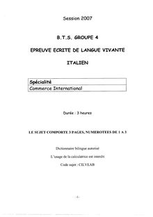 Italien 2007 BTS Commerce international à référentiel Européen