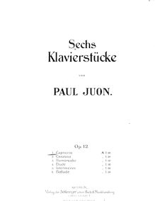 Partition complète, 6 Klavierstücke, Op.12, Juon, Paul
