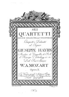 Partition violon I, corde quatuor No.17, Hunt Quartet, B♭ major par Wolfgang Amadeus Mozart
