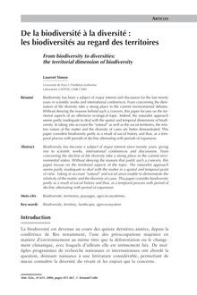 De la biodiversité à la diversité : les biodiversités au regard des territoires - article ; n°651 ; vol.115, pg 451-467