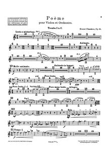 Partition trompette 1, Poème, Op.25, Chausson, Ernest