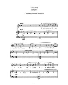Partition complète (F Major: haut voix et piano), La lettre