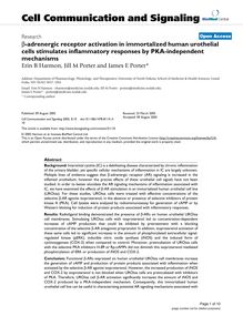 β-adrenergic receptor activation in immortalized human urothelial cells stimulates inflammatory responses by PKA-independent mechanisms