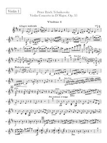 Partition violons I, violon Concerto, D major, Tchaikovsky, Pyotr