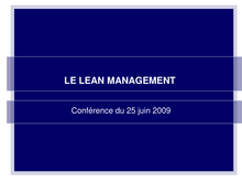 Le lean management - conférence du 25 juin 2009