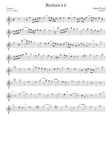 Partition Tenor1 viole de gambe, octave aigu clef, fantaisies pour violes de gambe par John Ward