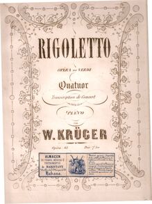 Partition complète, Rigoletto: Quatuor - Transcription de Concert