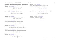 Sujet : Analyse, Equations différentielles, Equation fonctionnelle et équation différentielle